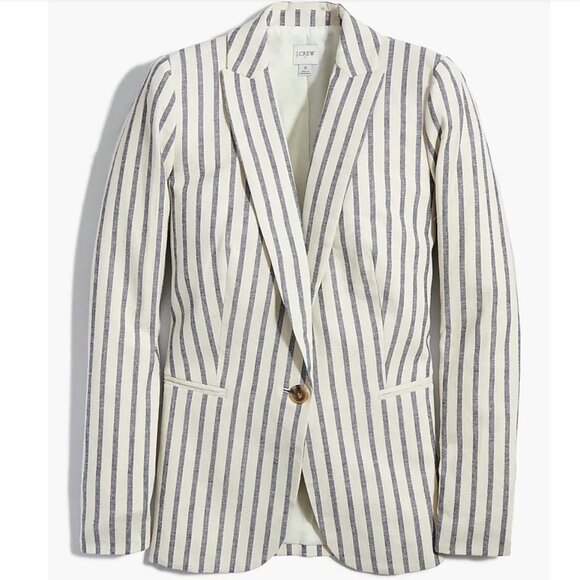J Crew Striped linen-cotton Holland blazer